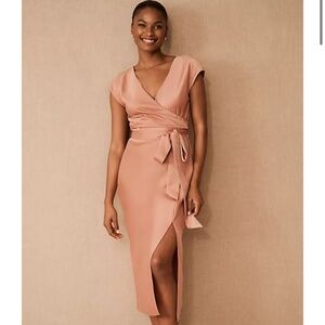 BHLDN Louisa faux wrap midi dress 0 tailored to fit like 00p